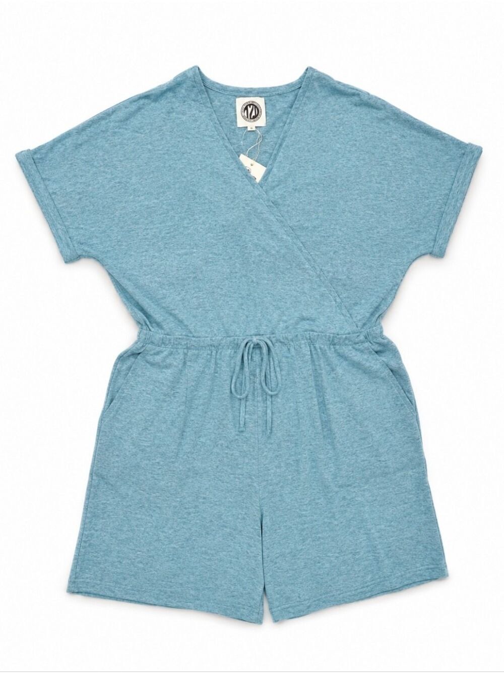 V-Neck Casual Shorts Blue  Romper Small - New With Tags